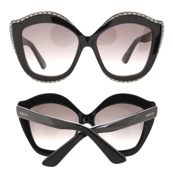 GUCCI 53MM Swarovski Clear Crystal Embellished Oversize Cat Eye Sunglasses - Picture 1 of 12